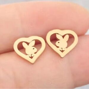 NEW PLAYBOY 14K Gold Plated Playboy Bunny Cutout Stud Earrings Y2K Cute